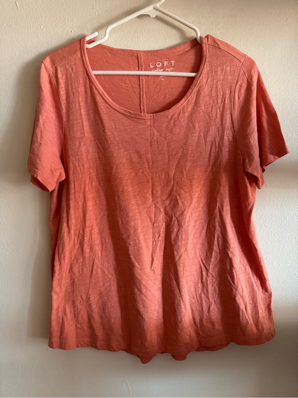 LOFT Vintage Soft Coral Short Sleeve Scoop Neck Top